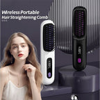 Portable Negative Ion Hair Straightener Brush, 3-Temperature Dual-Use Styling Comb for Travel and Home Use - Blue