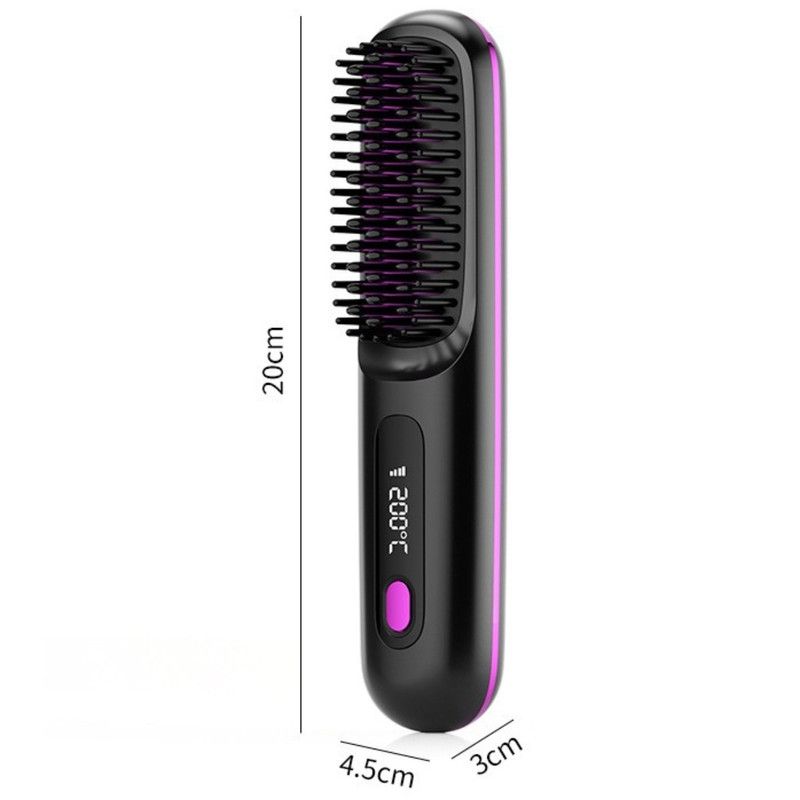 Portable Negative Ion Hair Straightener Brush, 3-Temperature Dual-Use Styling Comb for Travel and Home Use - Blue