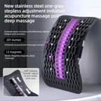 Adjustable Lumbar Relief Stretcher, Magnetic Back Traction Device, Home Massage Equipment—Dark Purple