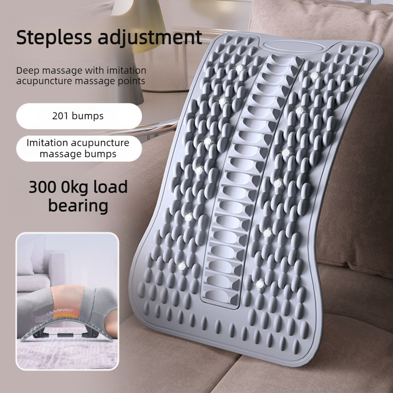 Adjustable Lumbar Relief Stretcher, Magnetic Back Traction Device, Home Massage Equipment—Dark Purple