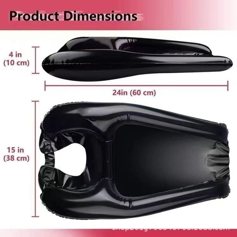 Inflatable Portable Hair Washing Cushion Set, Foldable Shampoo Sink for Bedridden Seniors and Pregnant Women—Black