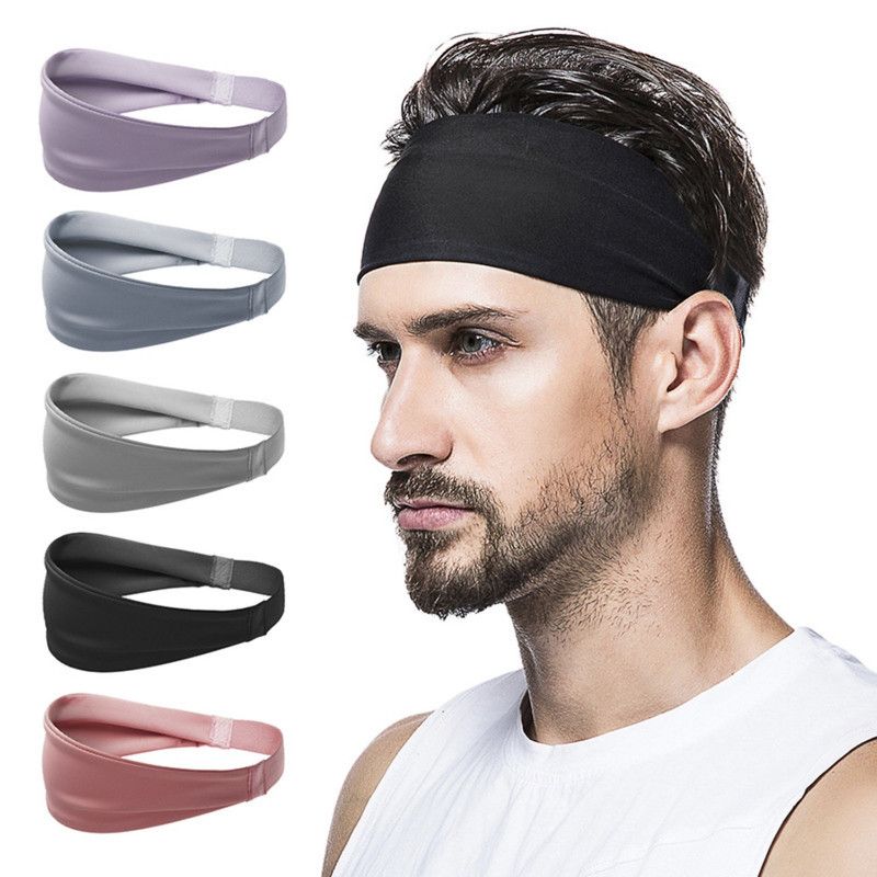Elastic Sports Sweat-Wicking Headband, Non-Slip Workout Hair Band for Yoga, Running, and Cycling—Men and Women—Blue