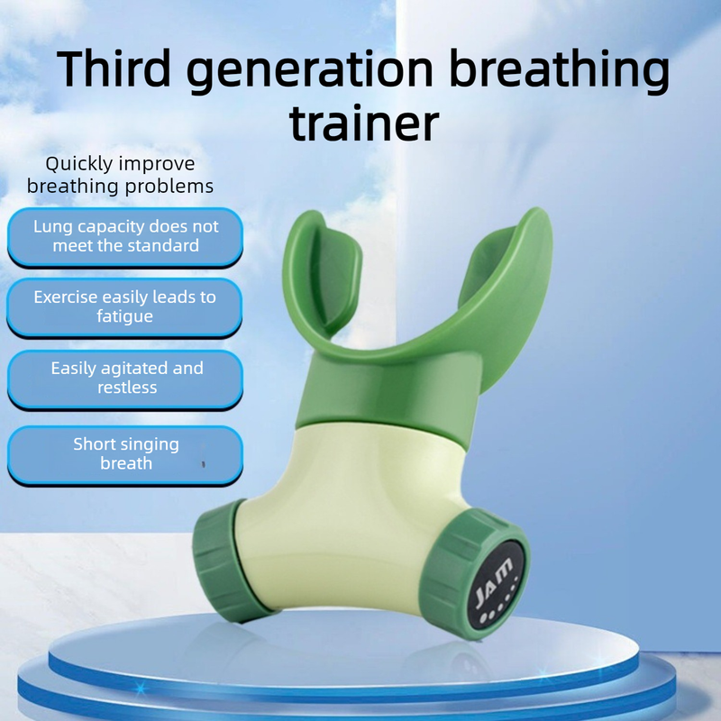 Adjustable Resistance Breathing Trainer, Portable Lung Capacity Exerciser, Respiratory Training Device for Home Use—Green