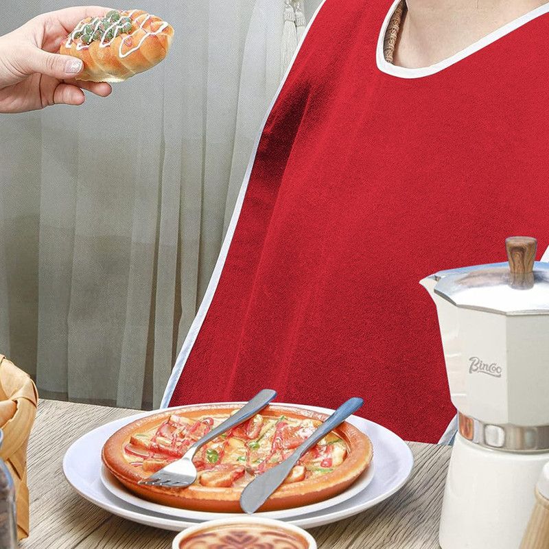 Waterproof Mealtime Bib for Adults and Seniors, Washable Eating Apron for Bedridden and Hemiplegic Patients—Gray