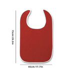 Waterproof Mealtime Bib for Adults and Seniors, Washable Eating Apron for Bedridden and Hemiplegic Patients—Red