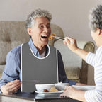 Waterproof Mealtime Bib for Adults and Seniors, Washable Eating Apron for Bedridden and Hemiplegic Patients—Red