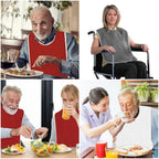 Waterproof Mealtime Bib for Adults and Seniors, Washable Eating Apron for Bedridden and Hemiplegic Patients—White