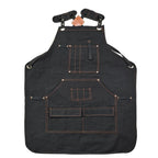 Thick Canvas Tool Apron With Multiple Pockets, Adjustable Work Apron for Woodworking, Gardening, and Auto Repair—Black