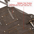 Thick Canvas Tool Apron With Multiple Pockets, Adjustable Work Apron for Woodworking, Gardening, and Auto Repair—Black