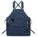 Thick Canvas Tool Apron With Multiple Pockets, Adjustable Work Apron for Woodworking, Gardening, and Auto Repair—Blue