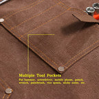 Thick Canvas Tool Apron With Multiple Pockets, Adjustable Work Apron for Woodworking, Gardening, and Auto Repair—Blue