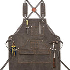 Thick Canvas Tool Apron With Multiple Pockets, Adjustable Work Apron for Woodworking, Gardening, and Auto Repair—Gray
