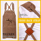 Thick Canvas Tool Apron With Multiple Pockets, Adjustable Work Apron for Woodworking, Gardening, and Auto Repair—Gray