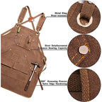 Thick Canvas Tool Apron With Multiple Pockets, Adjustable Work Apron for Woodworking, Gardening, and Auto Repair—Gray
