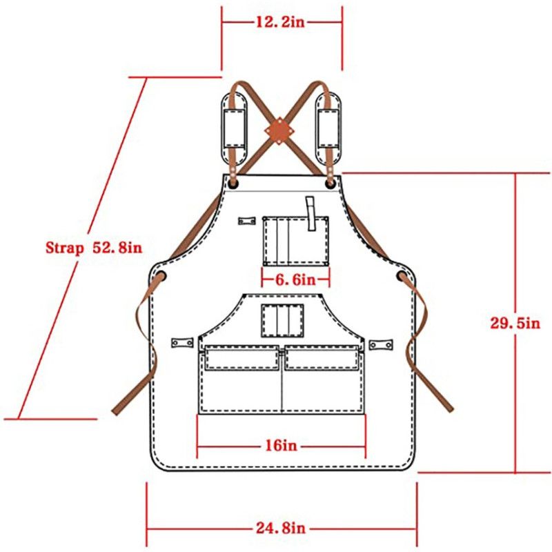 Thick Canvas Tool Apron With Multiple Pockets, Adjustable Work Apron for Woodworking, Gardening, and Auto Repair—Gray