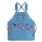 Thick Canvas Tool Apron With Multiple Pockets, Adjustable Work Apron for Woodworking, Gardening, and Auto Repair—Sky Blue