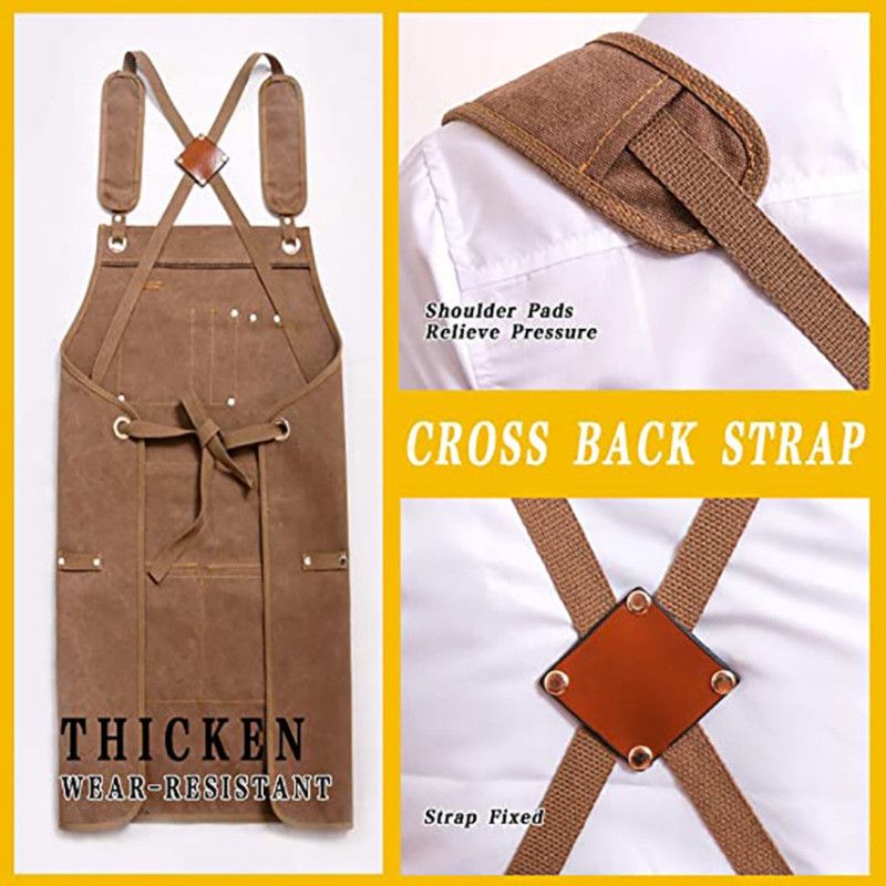 Thick Canvas Tool Apron With Multiple Pockets, Adjustable Work Apron for Woodworking, Gardening, and Auto Repair—Sky Blue