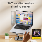 Dual Bar Carbon Steel Laptop Stand, Hollow Cooling, Height-Adjustable, Foldable Riser, Fits Laptops Up to 18 IN—Gray