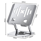 Dual Bar Carbon Steel Laptop Stand, Hollow Cooling, Height-Adjustable, Foldable Riser, Fits Laptops Up to 18 IN—Silver