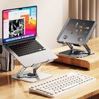 Laptop Stand, Thick Dual-Arm Height-Adjustable Cooling Riser, Compatible with Laptops Up to 17.3 Inches—Black