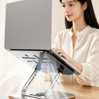 Laptop Stand, Thick Dual-Arm Height-Adjustable Cooling Riser, Compatible with Laptops Up to 17.3 Inches—Silver