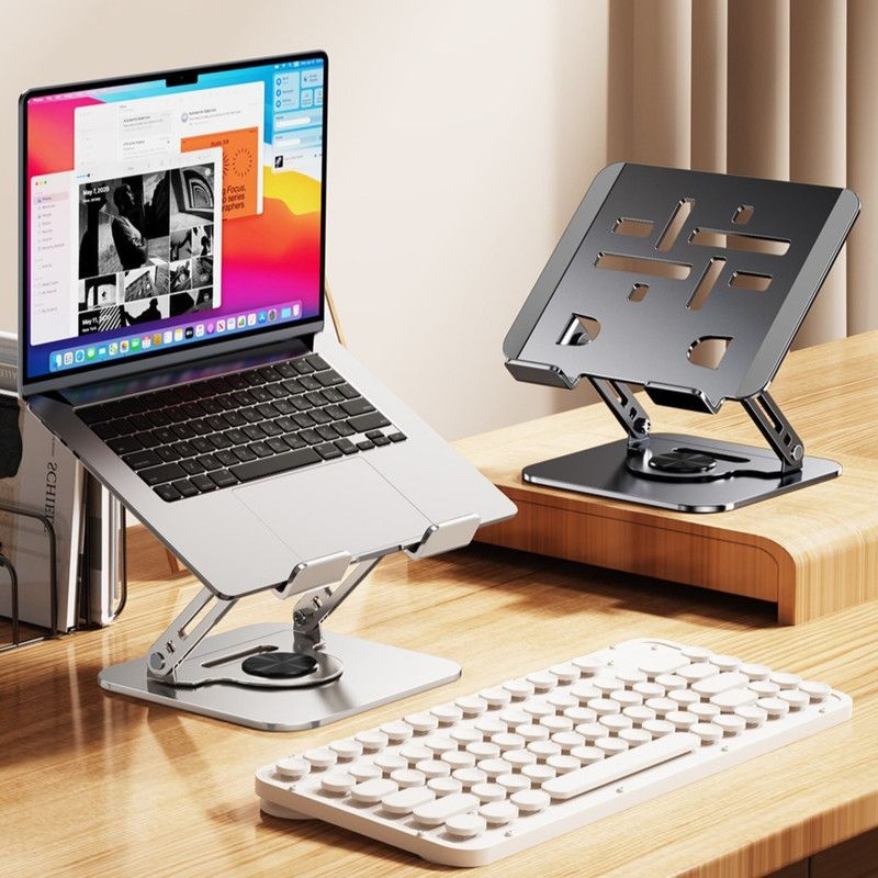 Laptop Stand, Thick Dual-Arm Height-Adjustable Cooling Riser, Compatible with Laptops Up to 17.3 Inches—Silver