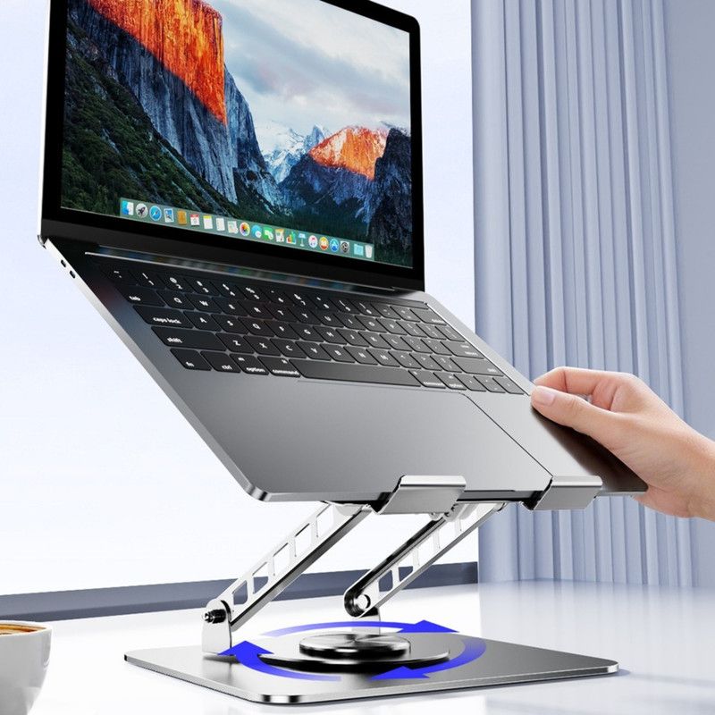 Dual Turbine Fan Cooling Metal Laptop Stand, Thick Dual Arms, Foldable, Height-Adjustable Riser—Pink