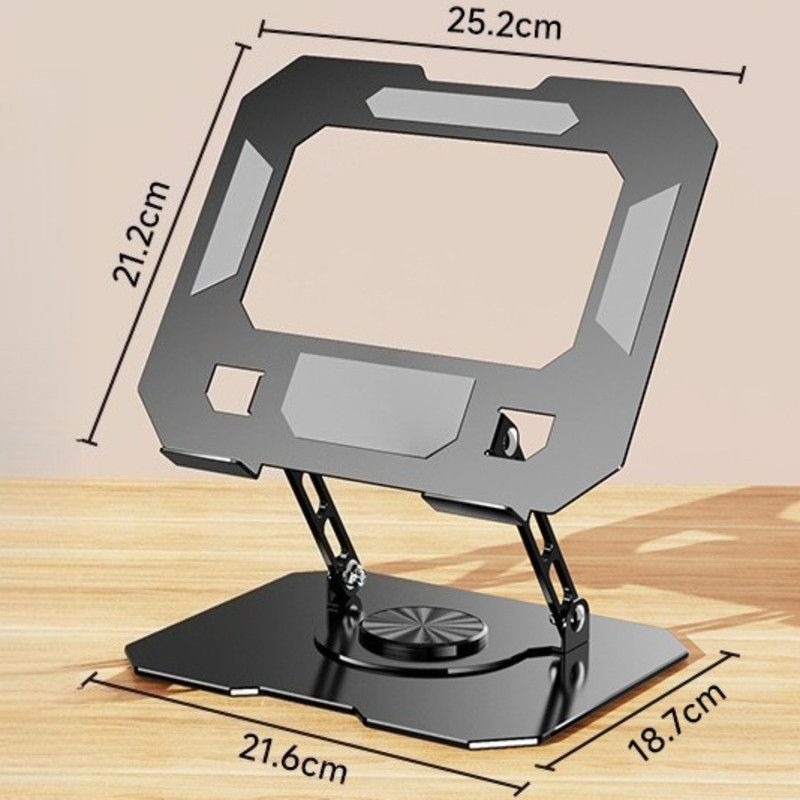Thick Carbon Steel Laptop Stand, Large Hollow Cooling Dual-Bar Height-Adjustable Riser, Universal—Black