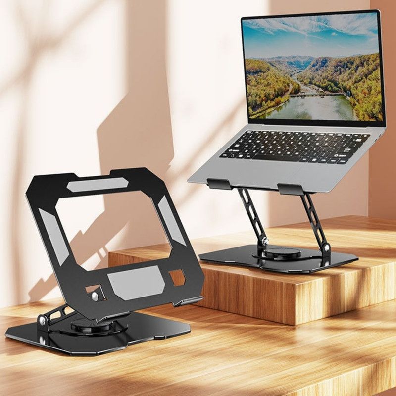 Thick Carbon Steel Laptop Stand, Large Hollow Cooling Dual-Bar Height-Adjustable Riser, Universal—White
