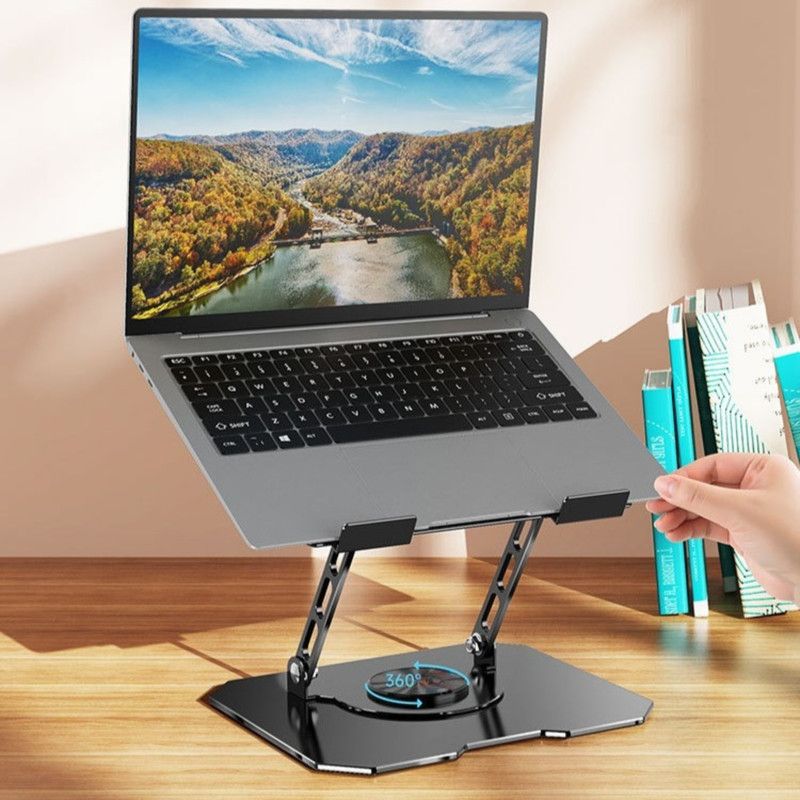 Thick Carbon Steel Laptop Stand, Large Hollow Cooling Dual-Bar Height-Adjustable Riser, Universal—White