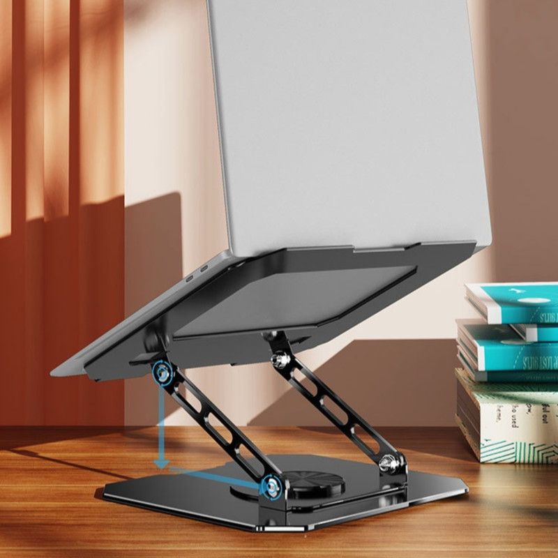 Thick Carbon Steel Laptop Stand, Large Hollow Cooling Dual-Bar Height-Adjustable Riser, Universal—White