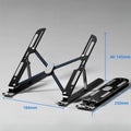 10-Gear Adjustable Aluminum Foldable Laptop Stand, Hollow Cooling Double Triangle Stable Riser—Black