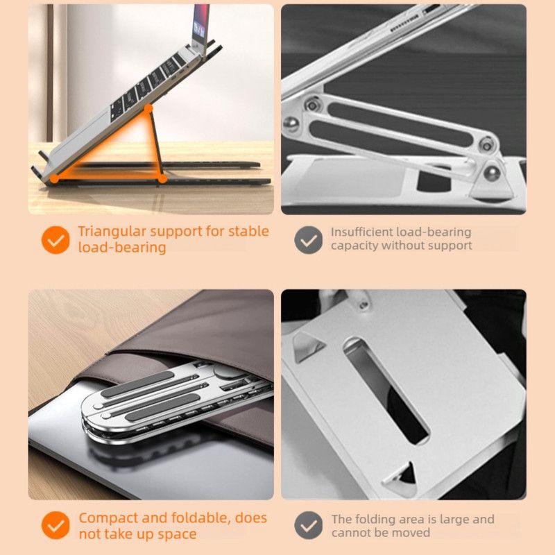 10-Gear Adjustable Aluminum Foldable Laptop Stand, Hollow Cooling Double Triangle Stable Riser—Pink