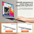 Invisible Mini Laptop Stand, 2-Height Ergonomic Cooling Riser, Portable and Foldable, 1 Pair Pack—Silver