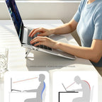 Invisible Mini Laptop Stand, 2-Height Ergonomic Cooling Riser, Portable and Foldable, 1 Pair Pack—Silver