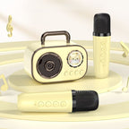 Dual Mic Karaoke Speaker, Portable Bluetooth Karaoke Audio Set, Family Wireless Microphone KTV Speaker—Yellow