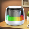 RGB Light Bluetooth 5.3 Speaker, Heavy Bass Portable TWS Interconnect Desktop TF Card Mini Audio Speaker—White