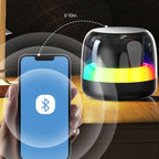 RGB Light Bluetooth 5.3 Speaker, Heavy Bass Portable TWS Interconnect Desktop TF Card Mini Audio Speaker—White