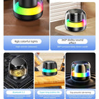 RGB Light Bluetooth 5.3 Speaker, Heavy Bass Portable TWS Interconnect Desktop TF Card Mini Audio Speaker—White