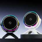 Bluetooth Speaker 2-in-1 Phone Stand, Dual-Mode RGB Ambient Light, Hi-Fi Stereo Audio—White