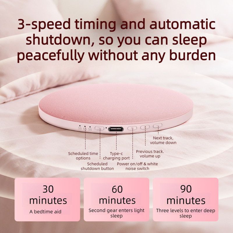 Ultra-Thin Bedside Bluetooth Speaker, White Noise Sleep Aid Speaker with 3-Step Timer—Gray