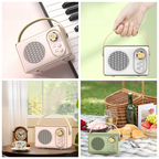 Retro Portable Bluetooth 5.0 Speaker, Mini 360° Surround Stereo Desktop Gift Audio Speaker - Green