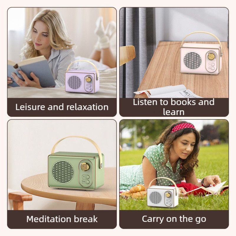 Retro Portable Bluetooth 5.0 Speaker, Mini 360° Surround Stereo Desktop Gift Audio Speaker - Purple
