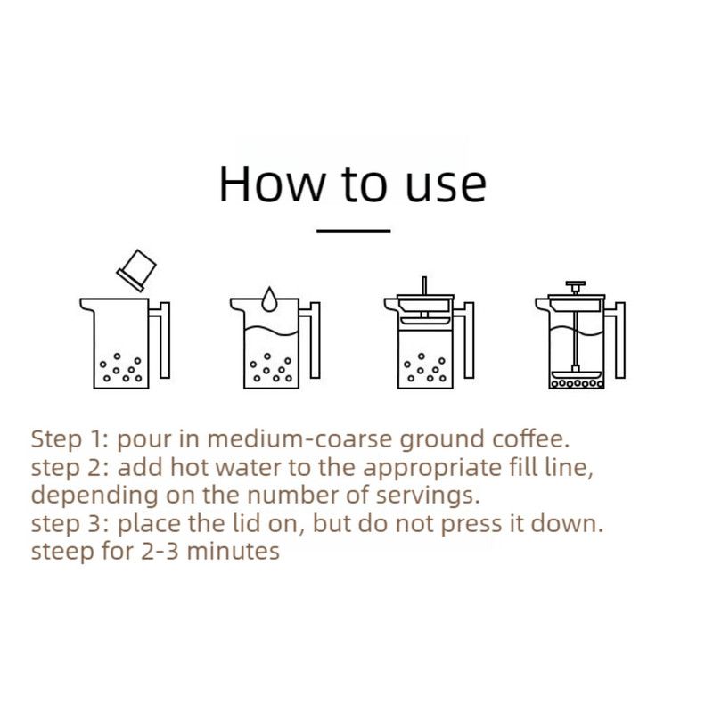 304 Stainless Steel French Press Coffee Maker, Household Hand-Brew Coffee Pot, Tea Filter Pot—1500ML