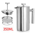 304 Stainless Steel French Press Coffee Maker, Household Hand-Brew Coffee Pot, Tea Filter Pot—350 mL
