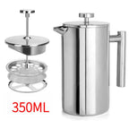 304 Stainless Steel French Press Coffee Maker, Household Hand-Brew Coffee Pot, Tea Filter Pot—350 mL