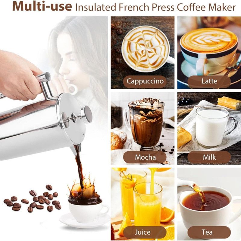 304 Stainless Steel French Press Coffee Maker, Household Hand-Brew Coffee Pot, Tea Filter Pot—350 mL