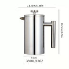304 Stainless Steel French Press Coffee Maker, Household Hand-Brew Coffee Pot, Tea Filter Pot—350 mL