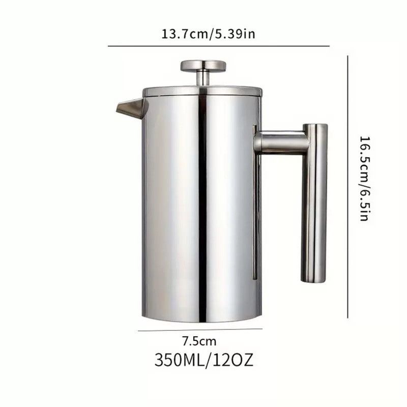 304 Stainless Steel French Press Coffee Maker, Household Hand-Brew Coffee Pot, Tea Filter Pot—350 mL