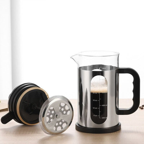 1000ml Press Sealed Lid French Press, Borosilicate Glass Coffee Maker, Manual Tea Brewer